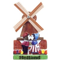 Typisch Hollands Magnet Windmühle - Polyprint - Niederländisches küssendes Paar.