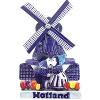 Typisch Hollands Magnet Windmühle - Polyprint - Niederländisches küssendes Paar (Delfter Blau)