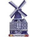 Typisch Hollands Magneet Molen - Polyprint - Holland - Amsterdam ( Delfts blauw)
