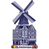 Typisch Hollands Magneet Molen - Polyprint - Holland - Amsterdam ( Delfts blauw)