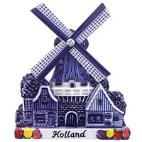 Typisch Hollands Magneet dorpsmolen - Polyprint - Holland - ( Delfts blauw)