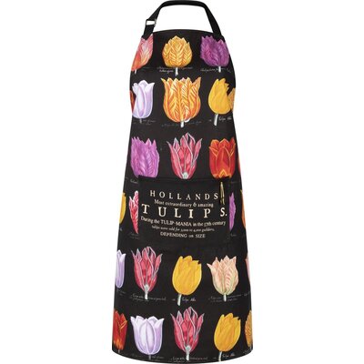 Memoriez Luxe keukenschort - Classic - Tulpendecoratie - Zwart