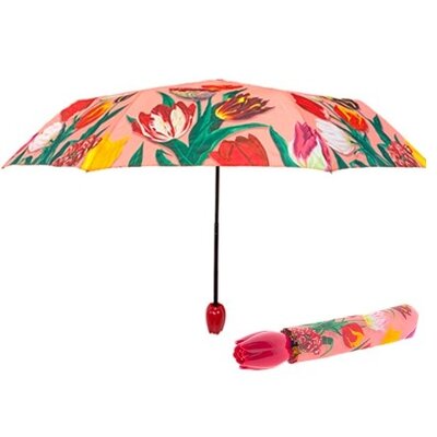 Typisch Hollands Luxury Tulip Umbrella pink in storage pouch