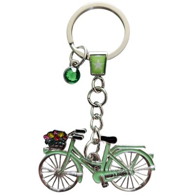 Matix Schlüsselanhänger Holland grünes Fahrrad mit Anhänger (Strass)