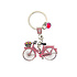 Matix Sleutelhanger Amsterdam - roze fiets  met bedel (strassteentje)