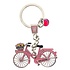Matix Sleutelhanger Amsterdam - roze fiets  met bedel (strassteentje)