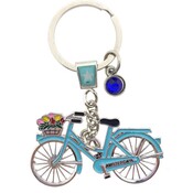 Typisch Hollands Keychain Amsterdam - blue bicycle with charm (rhinestone)