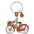 Typisch Hollands Schlüsselanhänger Amsterdam - orangefarbenes Fahrrad mit Anhänger (Strass)