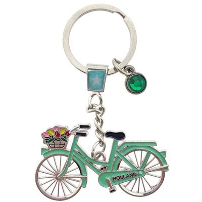 Matix Keychain Holland green bicycle with charm (rhinestone)