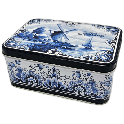 Typisch Hollands Tin of gingerbread rectangle Delft blue