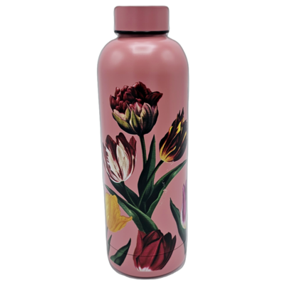 Typisch Hollands Wasserflasche (Isolierflasche) Rosa – Tulpen (hübsche Tulpen) botanischer Tulpendruck