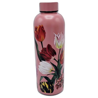 Matix Wasserflasche (Isolierflasche) Rosa – Tulpen (hübsche Tulpen) botanischer Tulpendruck