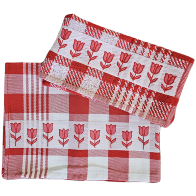 TTD Gifts Keukentextiel-pakket Rood-Wit Tulpen