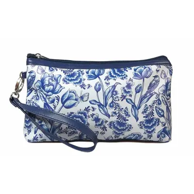 Typisch Hollands Toilettas met rits en draaglus - Delfts Blauw