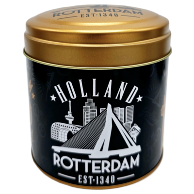 Typisch Hollands Blik stroopwafels Rotterdam zwart/goud