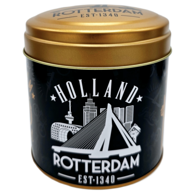Typisch Hollands Tin stroopwafels Rotterdam black/gold