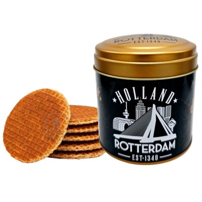 Typisch Hollands Stroopwafels aus Blech Rotterdam schwarz/gold