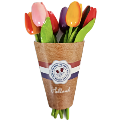 Typisch Hollands Houten Tulpen (20cm)in MIX boeket.  - Bonte kleuren