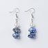 Heinen Delfts blauw Delft Blue Earrings - Flat Beads and White Pearl
