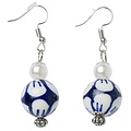 Heinen Delfts blauw Ohrringe Delfter blaue Fantasieperle und weiße Pille