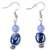 Heinen Delfts blauw Delfter blaue Ohrringe mit Tulpenperle und blauer Pille