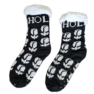 TTD Gifts Fleece Comfort Socks - Holland Tulips -Black-White