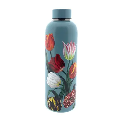 Matix Water bottle (insulated bottle) Green - Tulips (pretty tulips) botanical tulip print