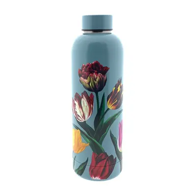 Typisch Hollands Water bottle (insulated bottle) Green Tulips (pretty tulips) botanical tulip print