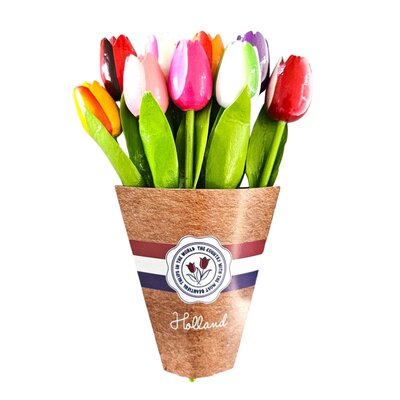 Typisch Hollands Holztulpen (20 cm) in einem gemischten Strauß. – Bunte Farben