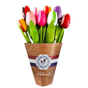 Typisch Hollands Wooden Tulips (20cm) in MIX bouquet. - Bright colours