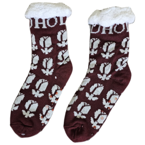 TTD Gifts Fleece Comfortsokken - Holland tulpen - Bordeaux