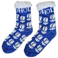 TTD Gifts Fleece Comfort Socks - Holland tulips - Blue-White