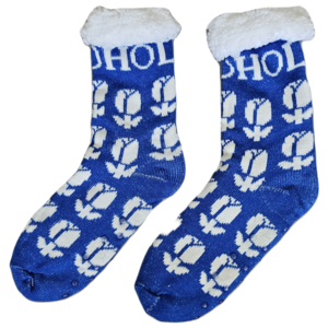 TTD Gifts Fleece-Komfortsocken – Holland-Tulpen – Blau-Weiß