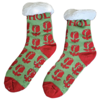 TTD Gifts Fleece-Komfortsocken – Holland-Tulpen – Grün-Rot
