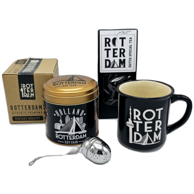 Typisch Hollands Thee -Mok en Blik Stroopwafels - Rotterdam - met Thee-ei