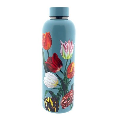 Typisch Hollands Water bottle (insulated bottle) Green Tulips (pretty tulips) botanical tulip print