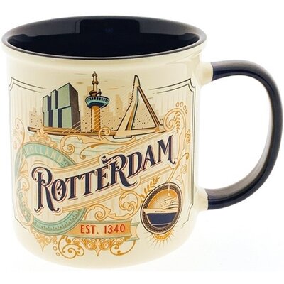 Typisch Hollands Rotterdam - Kinderdijk Geschenkset Becher und Dose Stroopwafels