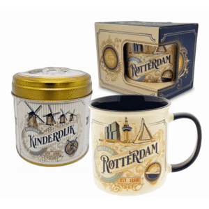 Typisch Hollands Rotterdam - Kinderdijk gift set Mug and Tin stroopwafels