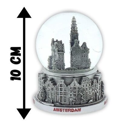Typisch Hollands Water globe city scene Amsterdam 10cm silver