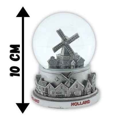 Typisch Hollands Wasserkugel Dorfszene Holland 10 cm Silber