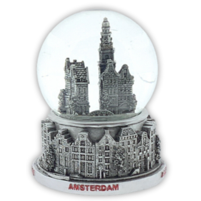 Typisch Hollands Waterbol stadstafereel Amsterdam 10cm zilver
