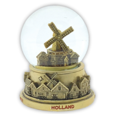 Typisch Hollands Wasserkugel Dorfszene Holland 10 cm gold