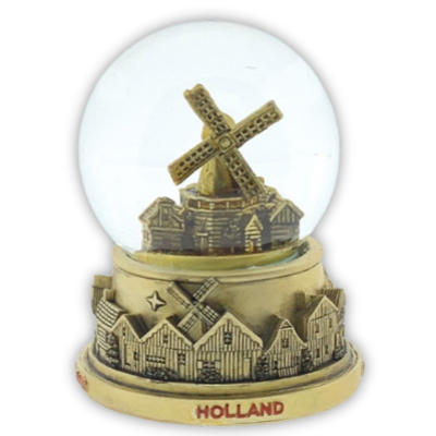 Typisch Hollands Water globe village scene Holland 10 cm gold