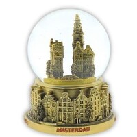 Typisch Hollands Water globe city scene Amsterdam 10cm gold