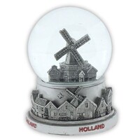 Typisch Hollands Waterbol dorps-tafereel Holland 10 cm zilver