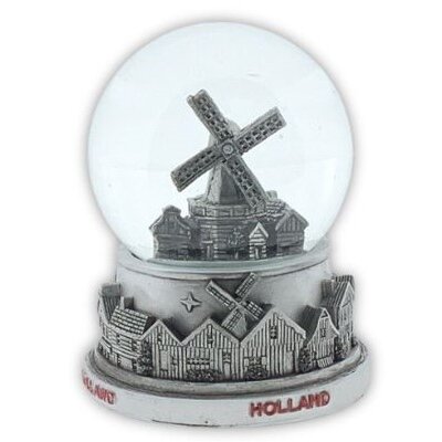 Typisch Hollands Wasserkugel Dorfszene Holland 10 cm Silber