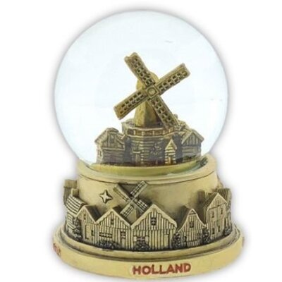 Typisch Hollands Water globe village scene Holland 10 cm gold