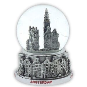 Typisch Hollands Wasserkugel Stadtszene Amsterdam 7cm Silber