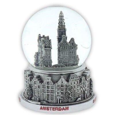 Typisch Hollands Water globe city scene Amsterdam 7cm silver