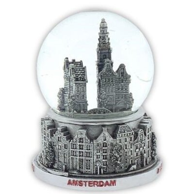 Typisch Hollands Waterbol stadstafereel Amsterdam 7cm zilver